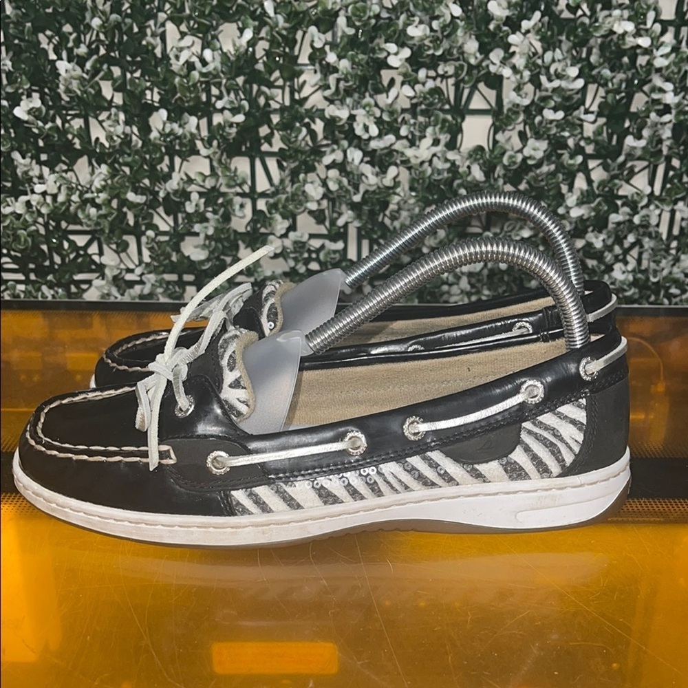 Sperry Black Zebra Boat Shoes - Picture 3 of 10